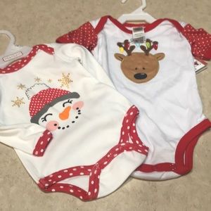 0-3 snowman/ 3/6 reindeer onesies
